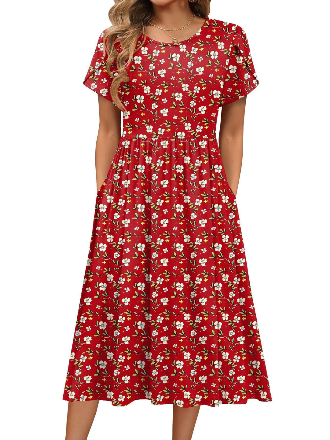 Carys™ – Floral Midi Dress with Pockets