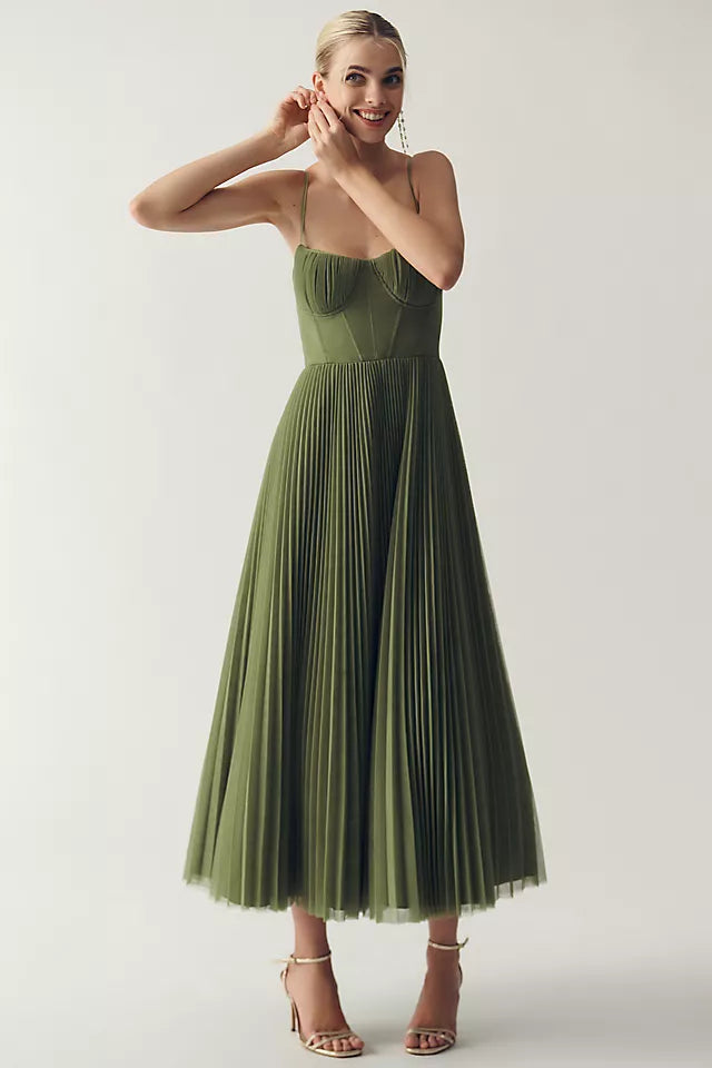 Celeste – Refined Midi Pleated Dress