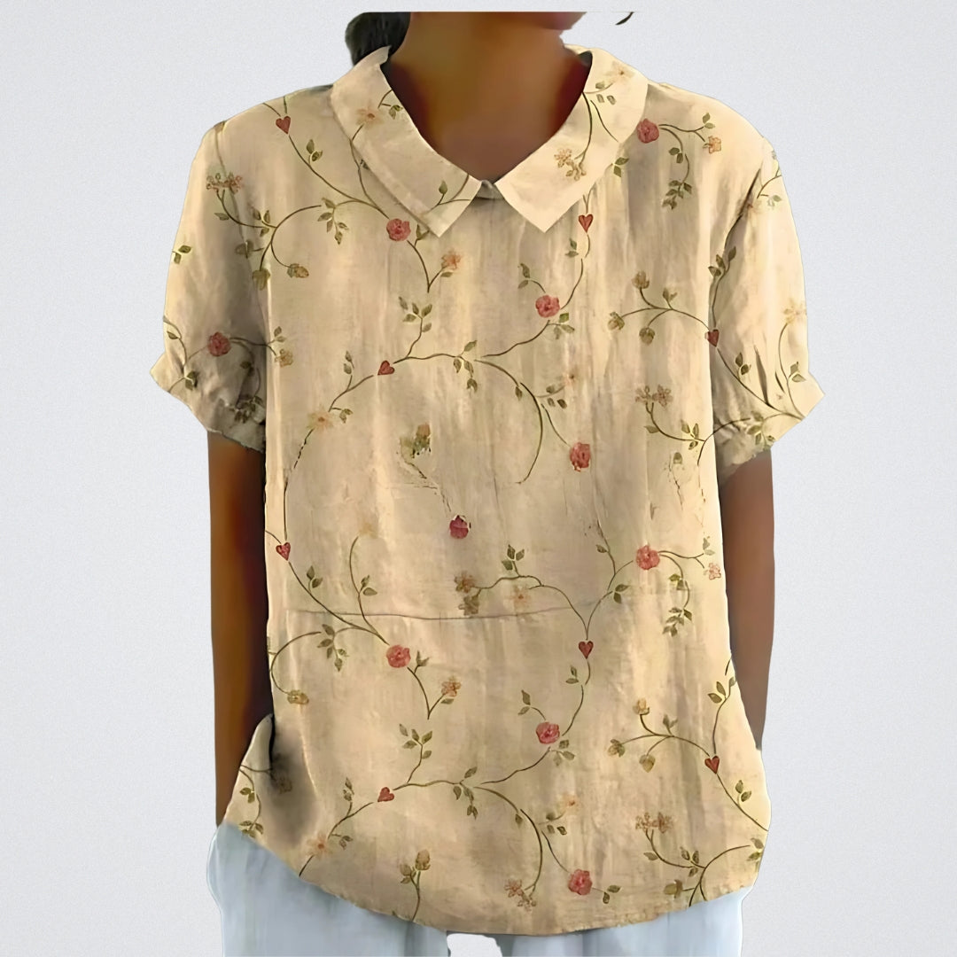 Iris – Linen Floral Blouse