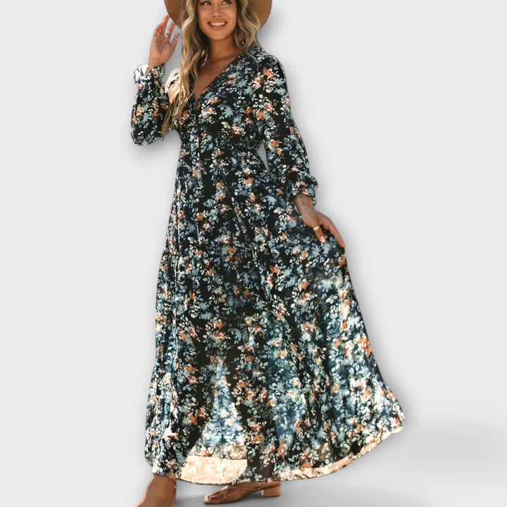 Marigold – Floral Elegance Maxi Dress