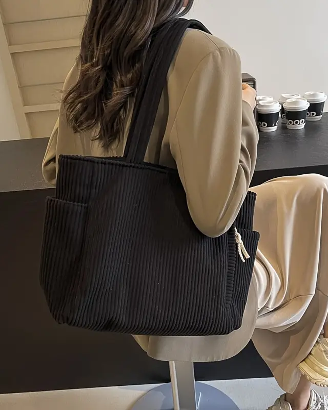 Tilda – Ribbed Drawstring Tote Bag