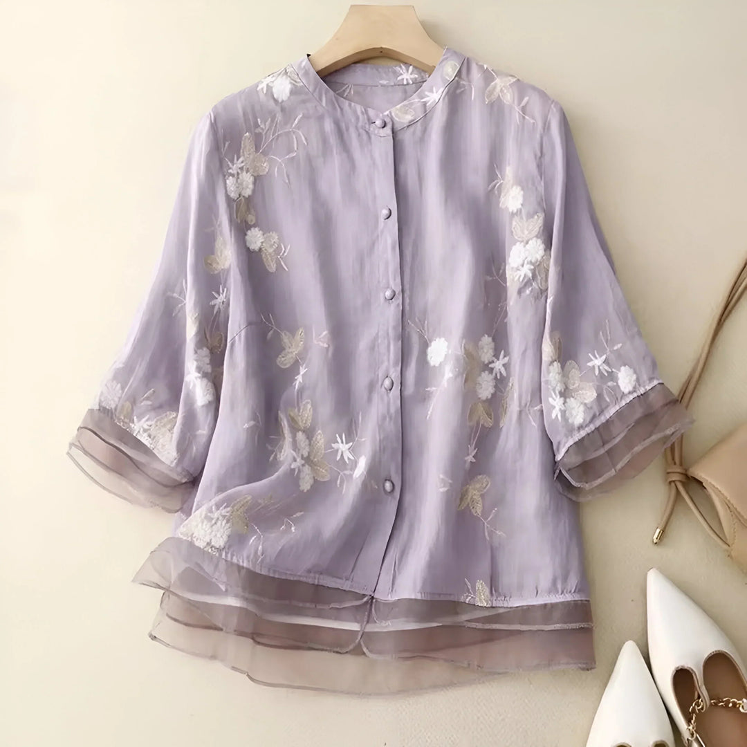 Marie – Button-Up Floral Blouse