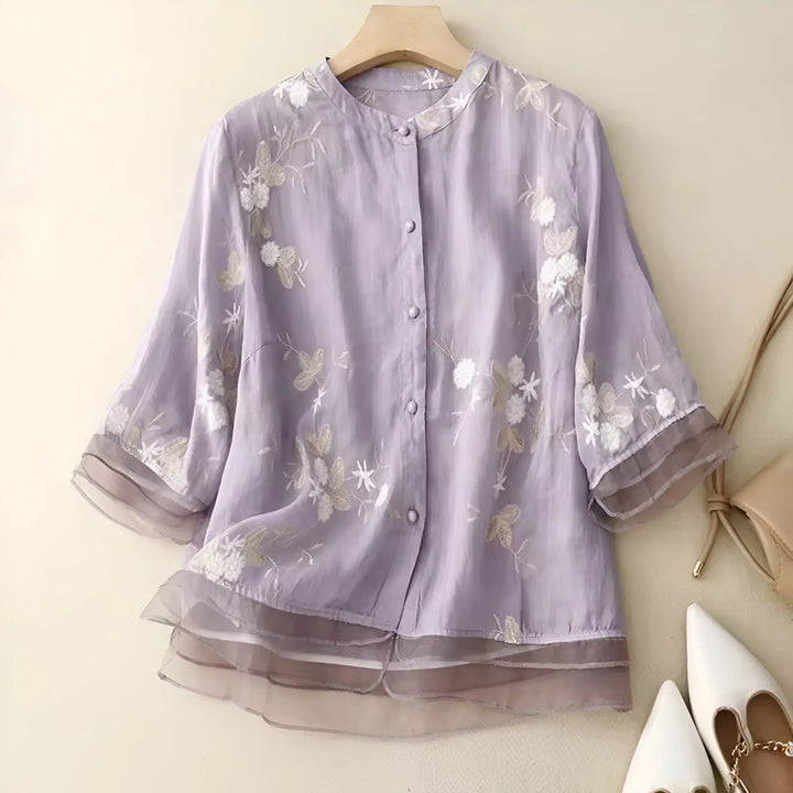 Marie – Button-Up Floral Blouse