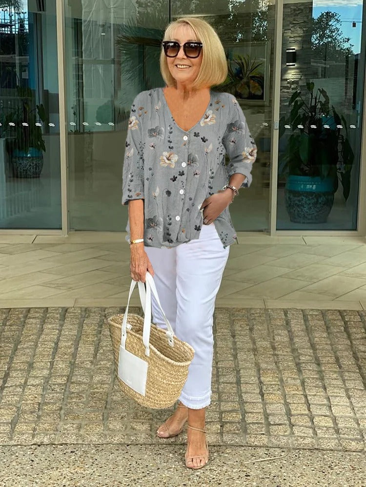 Valeria – Long-Sleeve Floral Top
