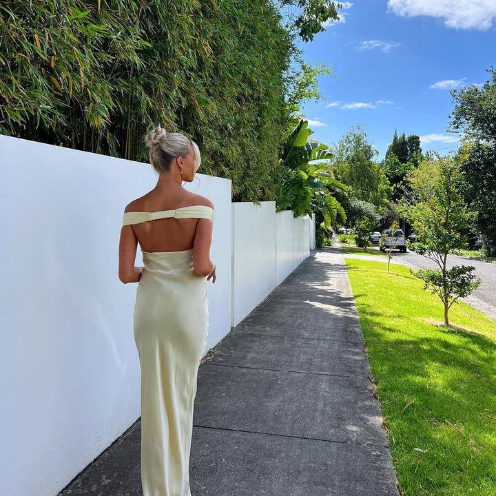 Odessa | Satin Open-Back Maxi Dress