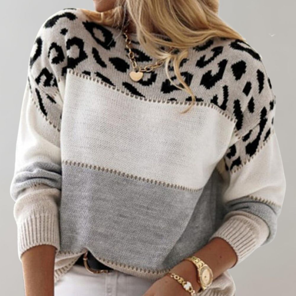 Niamh – Casual Pullover with Leopard Print