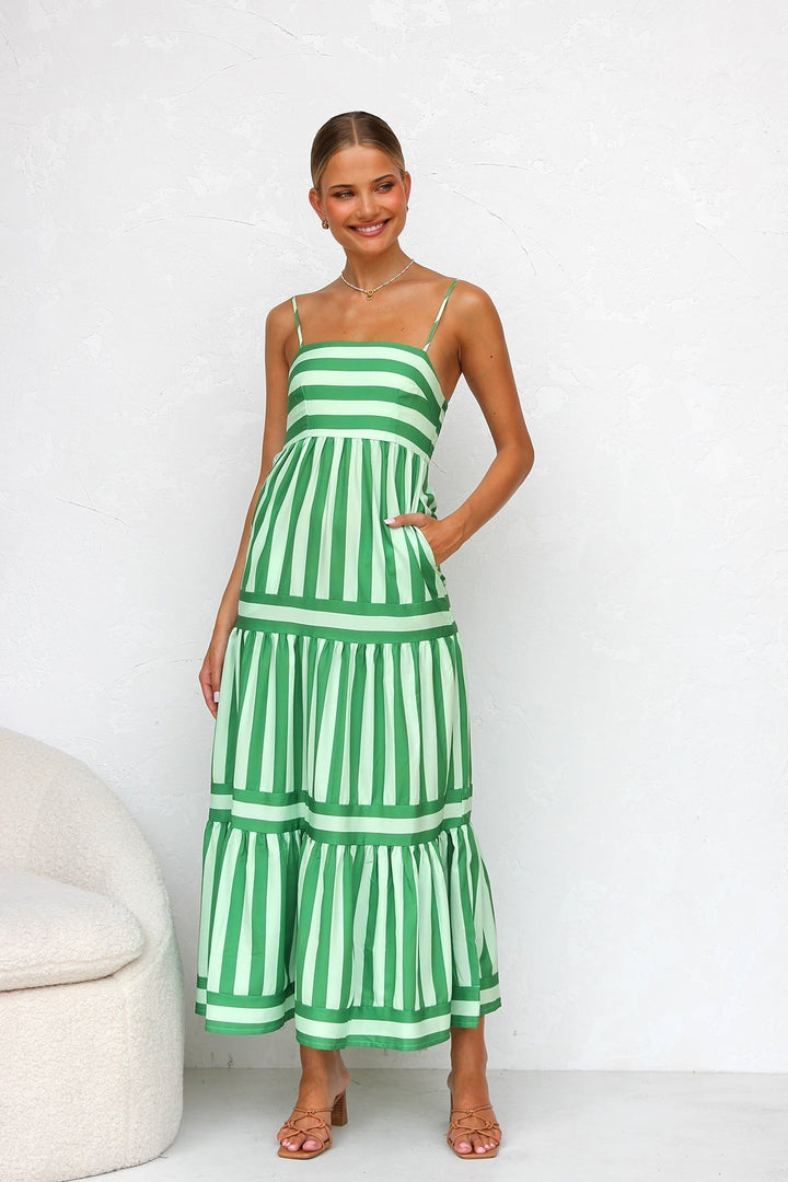 Soraya – Green Striped Summer Dress
