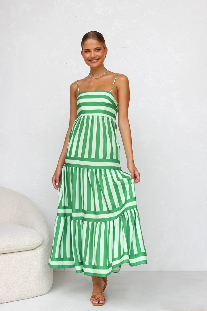 Soraya – Green Striped Summer Dress