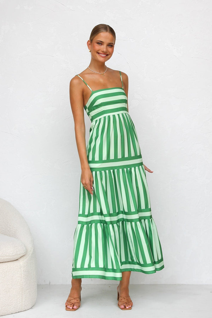 Soraya – Green Striped Summer Dress