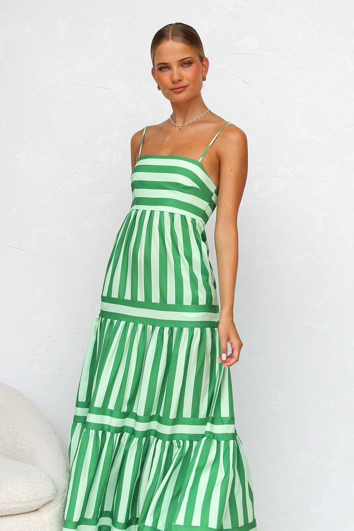 Soraya – Green Striped Summer Dress