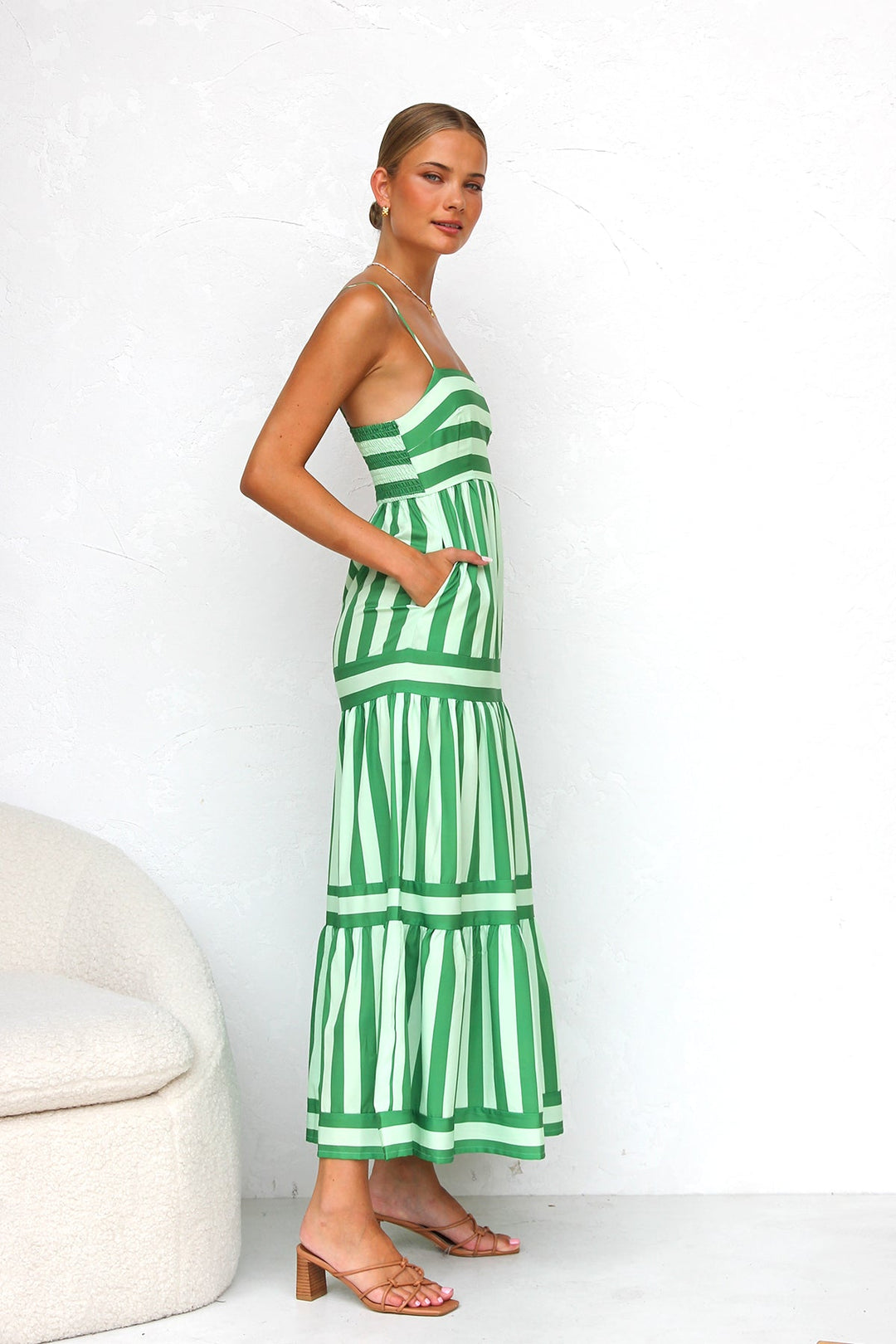 Soraya – Green Striped Summer Dress