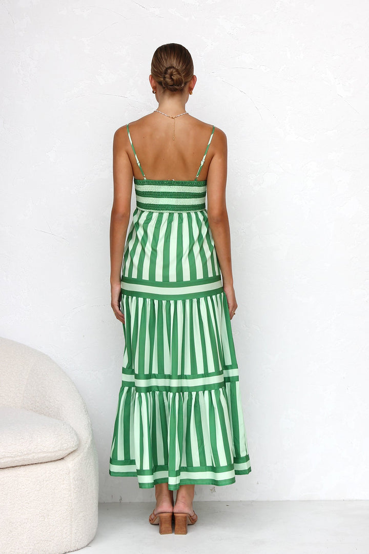 Soraya – Green Striped Summer Dress