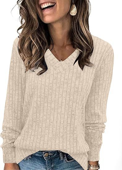 Siena | Brushed Ribbed V-Neck Knit Top