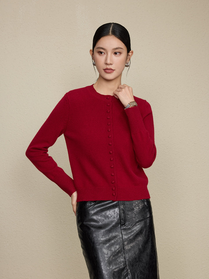 Isla | Wool Round Neck Knitted Cardigan