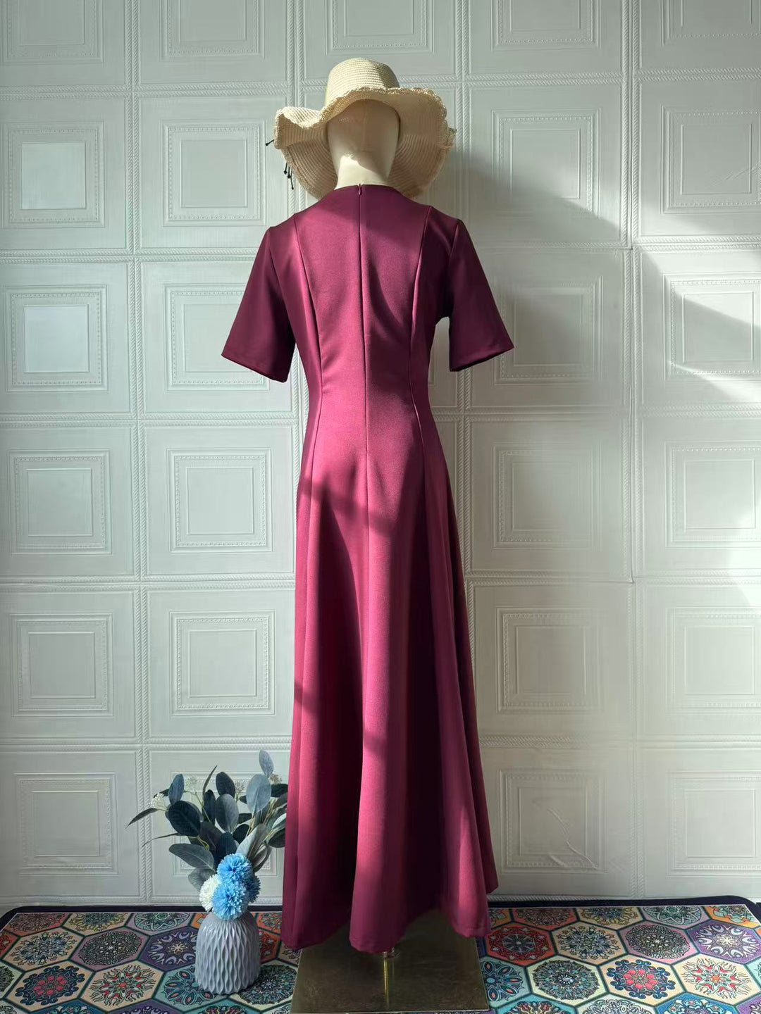 Celeste | Retro Short-Sleeve Maxi Dress