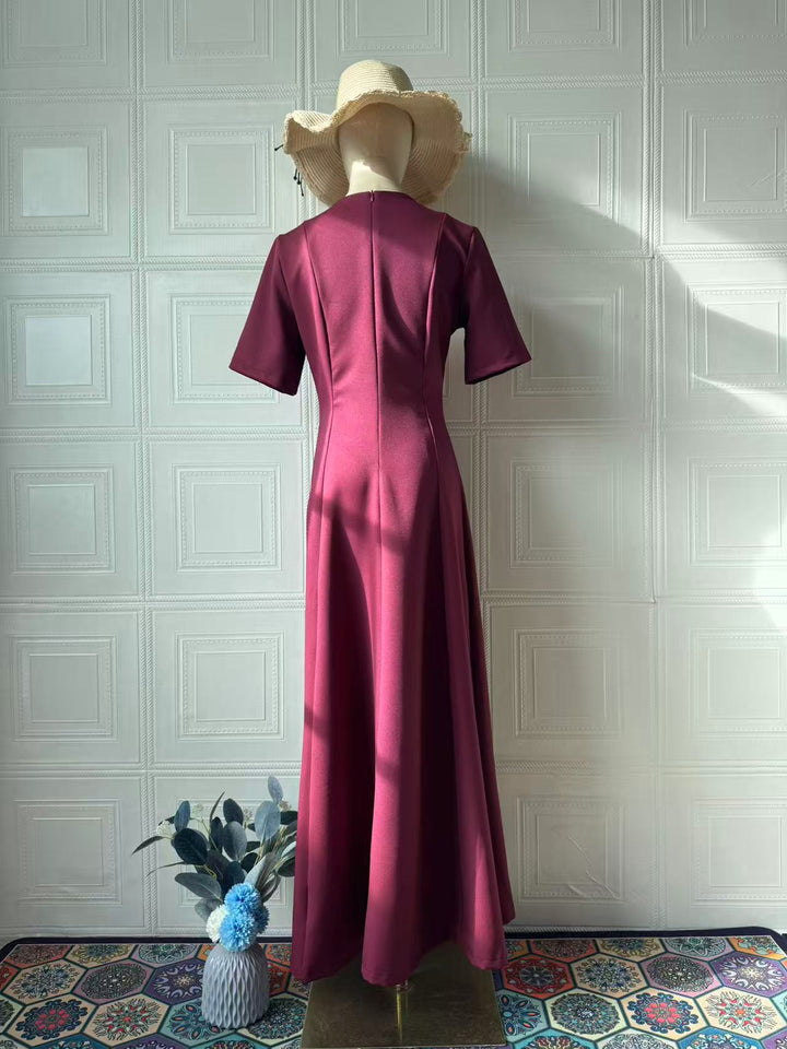 Celeste | Retro Short-Sleeve Maxi Dress