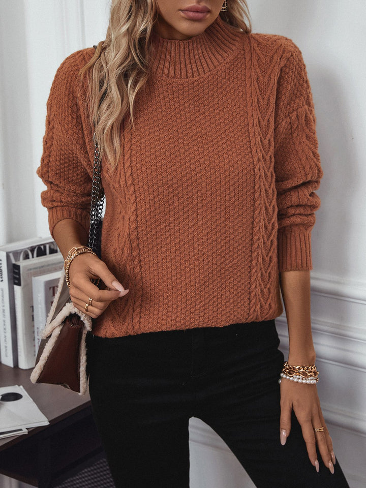 Aria | Split-Knit Half-High Collar Sweater