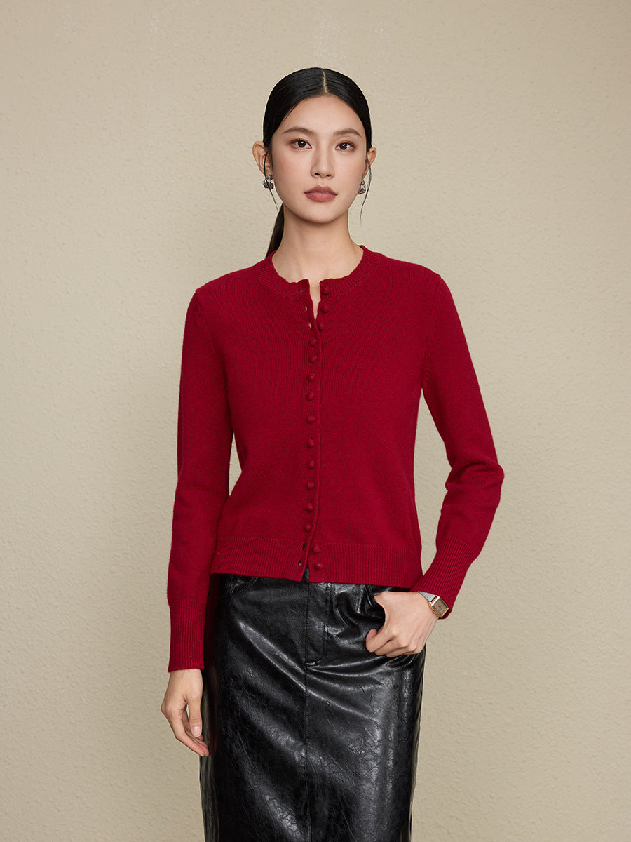 Isla | Wool Round Neck Knitted Cardigan