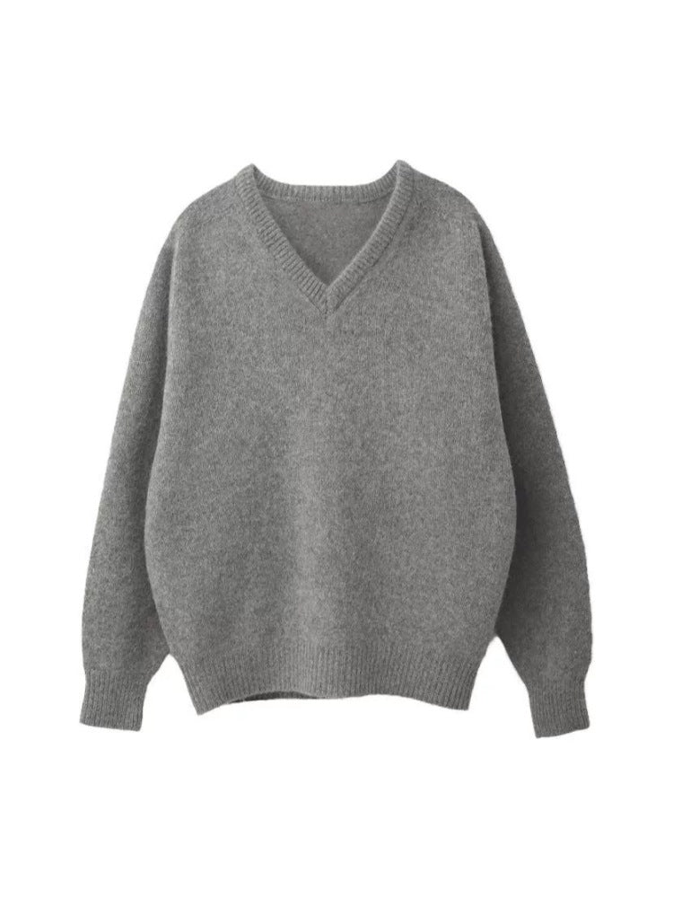 Lena | Korean Style V-Neck Wool Sweater