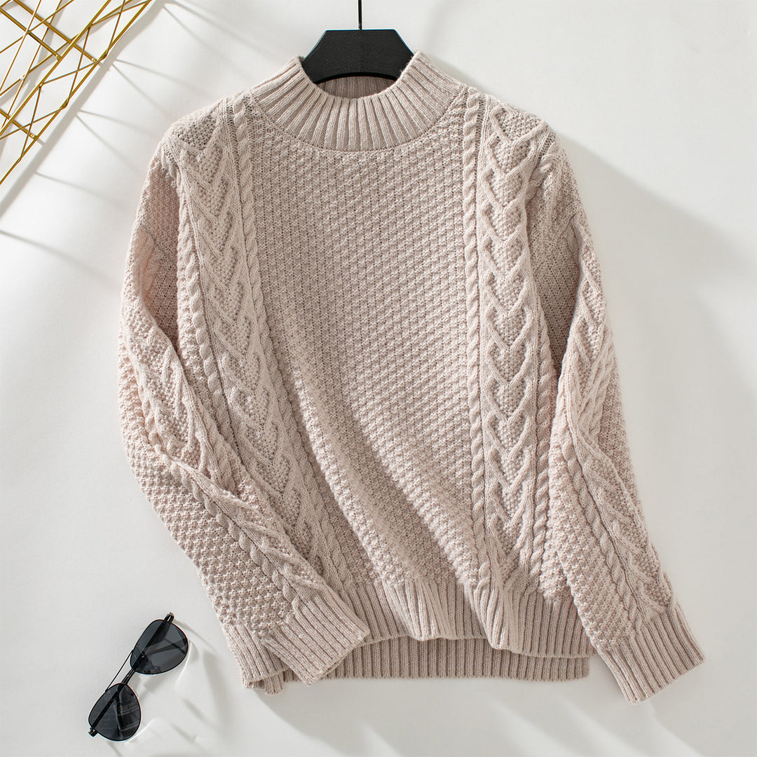 Aria | Split-Knit Half-High Collar Sweater