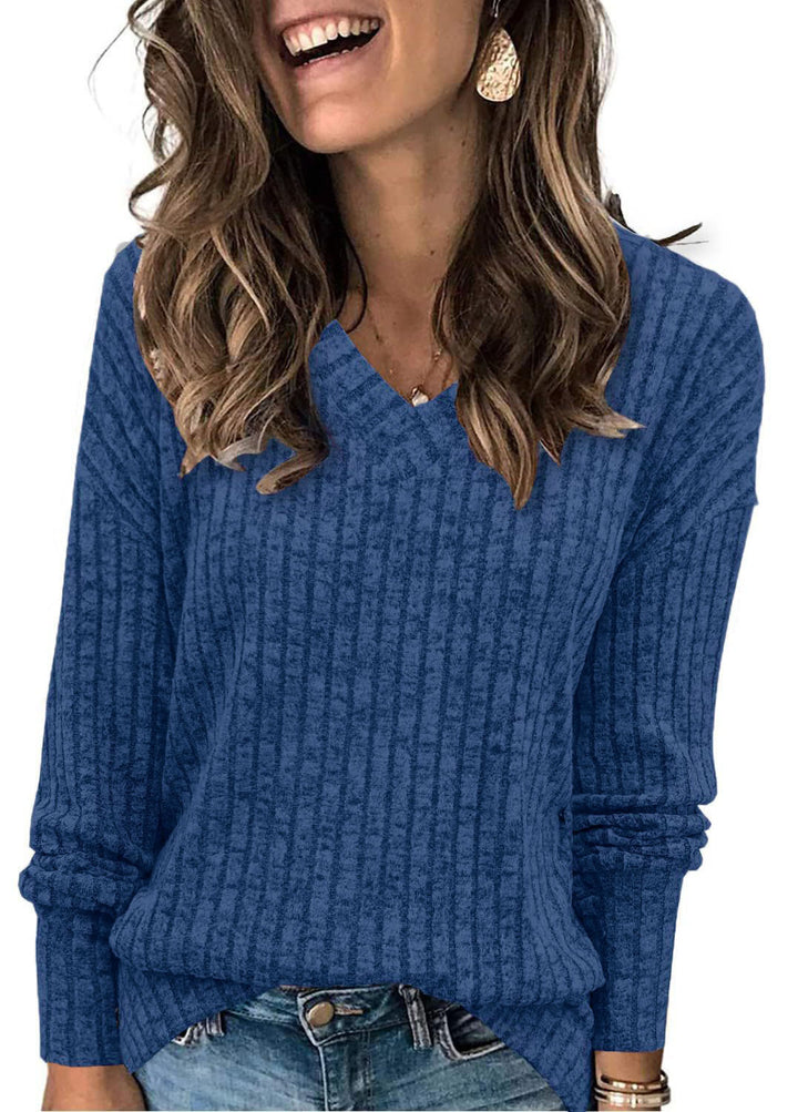 Siena | Brushed Ribbed V-Neck Knit Top