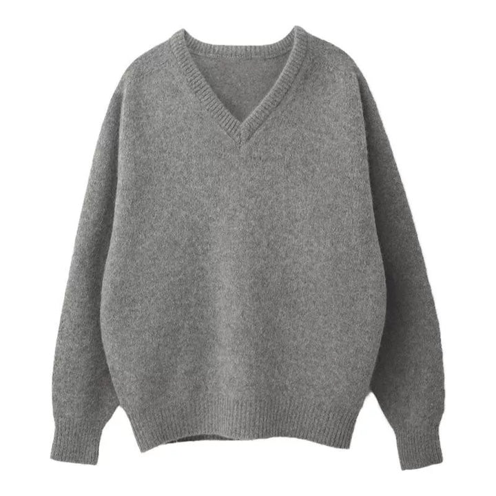 Lena | Korean Style V-Neck Wool Sweater