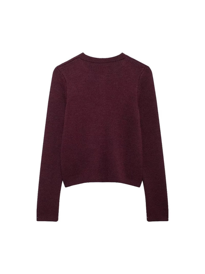 Chloe | Retro Gold-Button Knitted Sweater Jacket