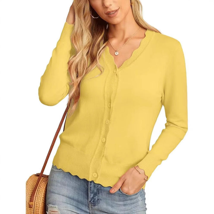 Juliette | Ruffled V-Neck Knit Cardigan