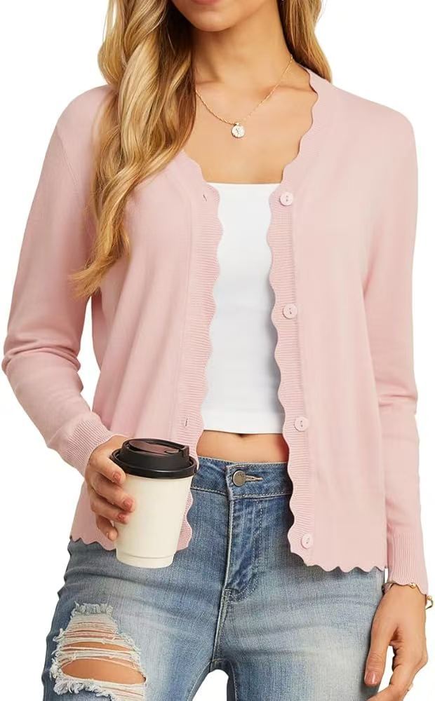 Juliette | Ruffled V-Neck Knit Cardigan