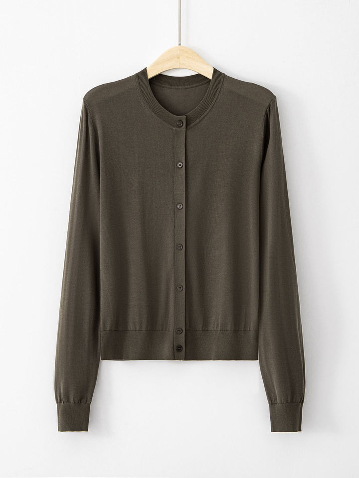 Elara | Single-Breasted Brocade Silk Cardigan
