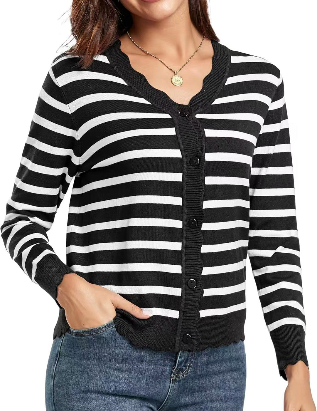 Juliette | Ruffled V-Neck Knit Cardigan