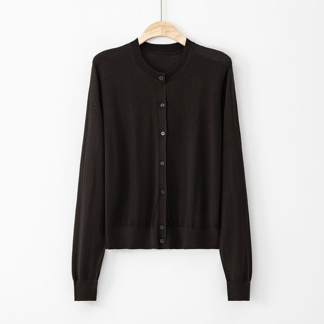 Elara | Single-Breasted Brocade Silk Cardigan