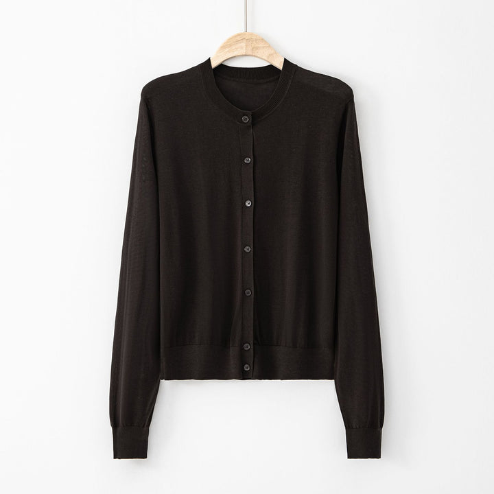Elara | Single-Breasted Brocade Silk Cardigan