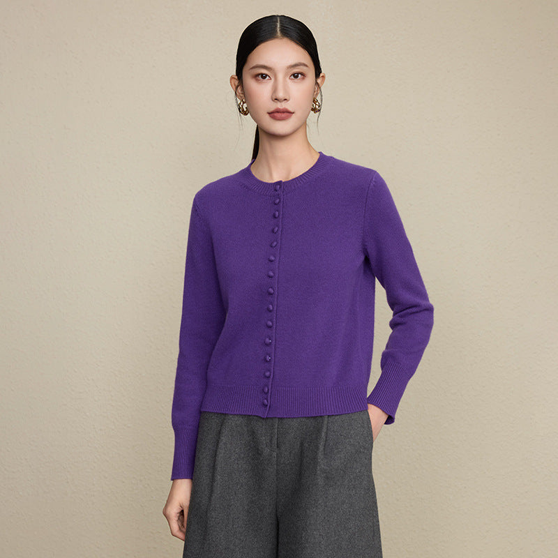 Isla | Wool Round Neck Knitted Cardigan