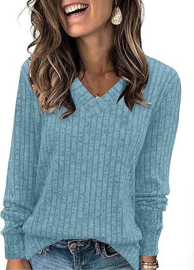 Siena | Brushed Ribbed V-Neck Knit Top
