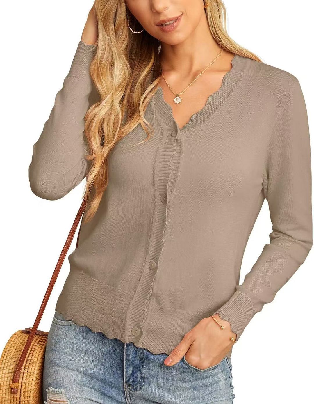 Juliette | Ruffled V-Neck Knit Cardigan