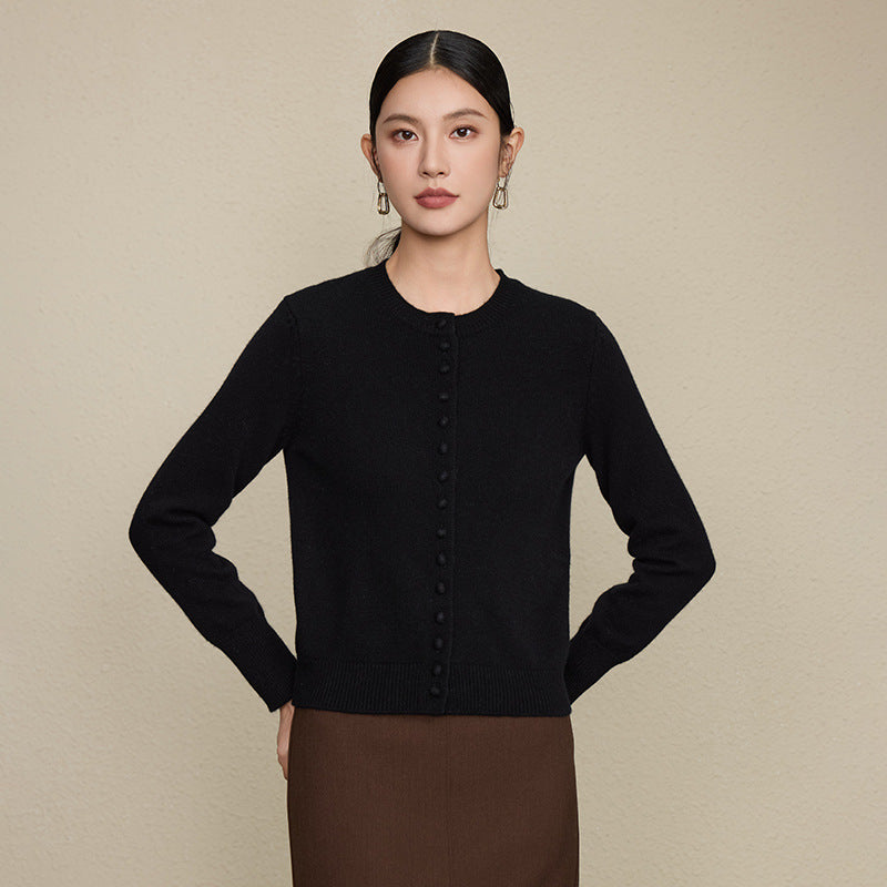 Isla | Wool Round Neck Knitted Cardigan