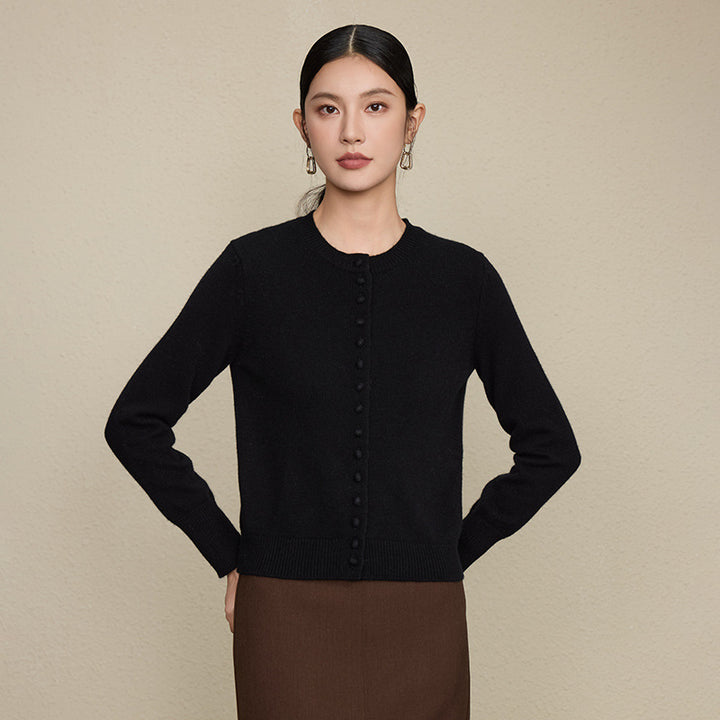 Isla | Wool Round Neck Knitted Cardigan