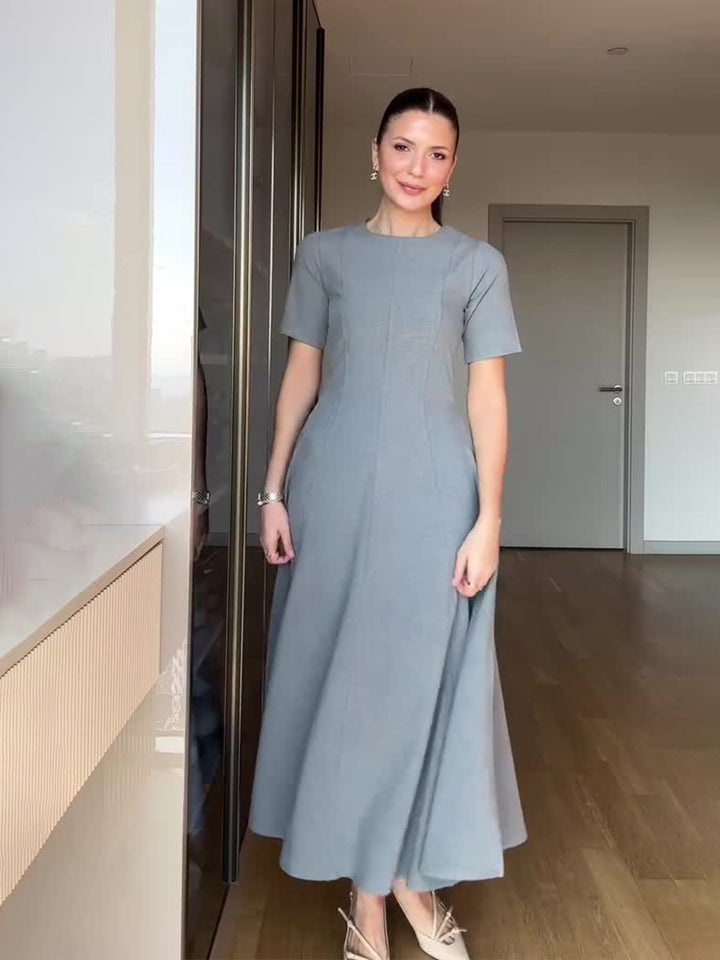 Celeste | Retro Short-Sleeve Maxi Dress