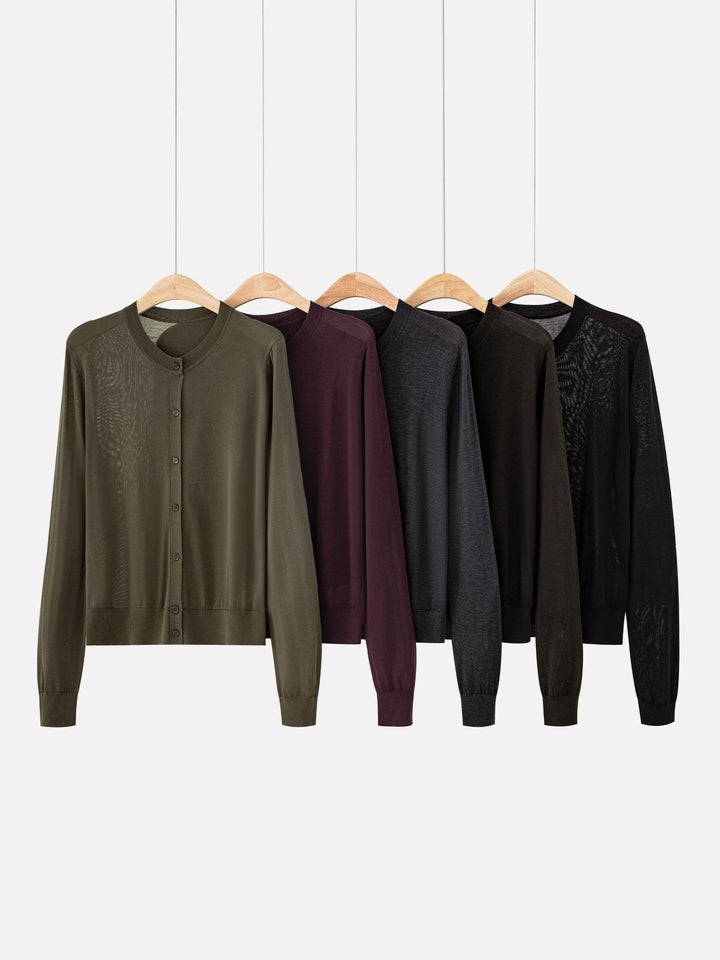 Elara | Single-Breasted Brocade Silk Cardigan