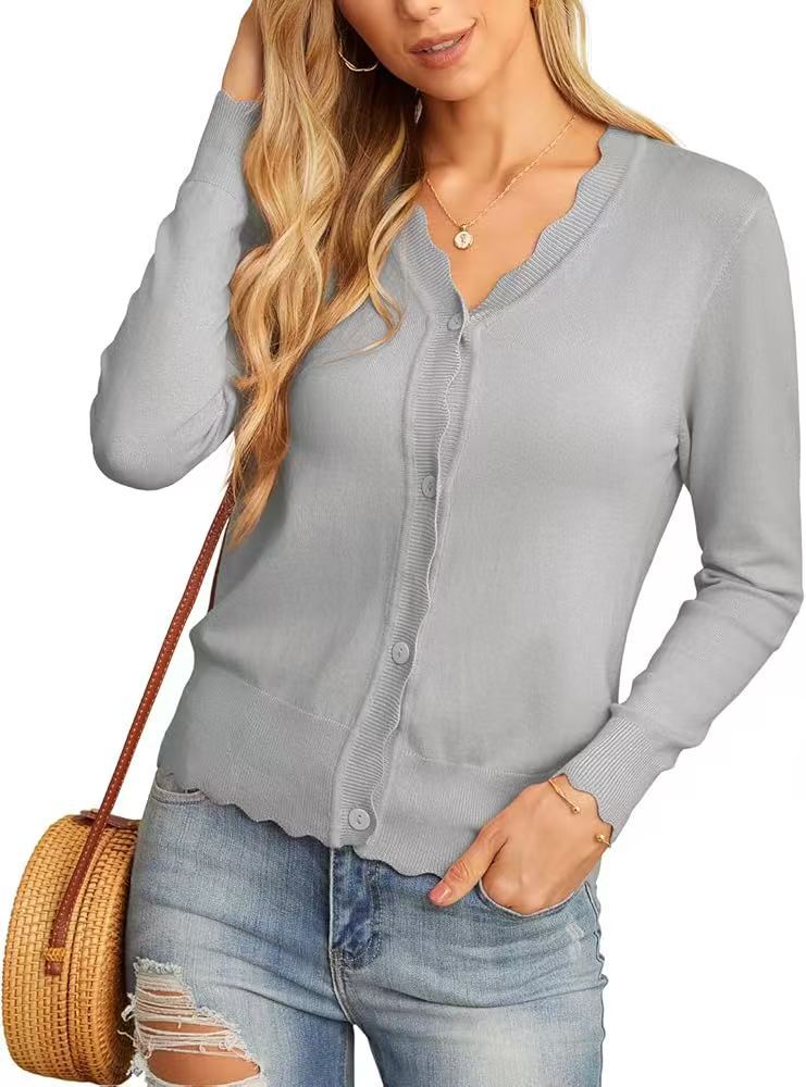 Juliette | Ruffled V-Neck Knit Cardigan