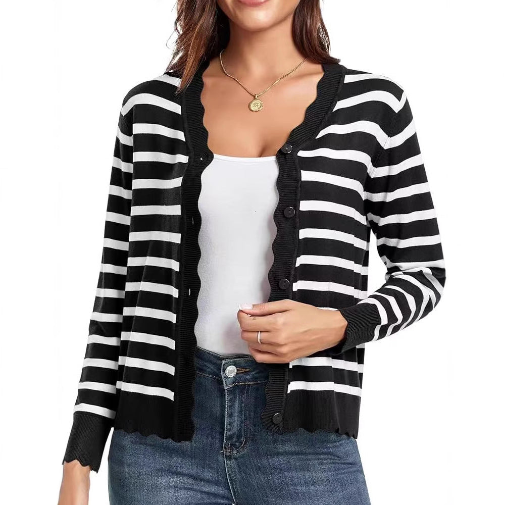 Juliette | Ruffled V-Neck Knit Cardigan