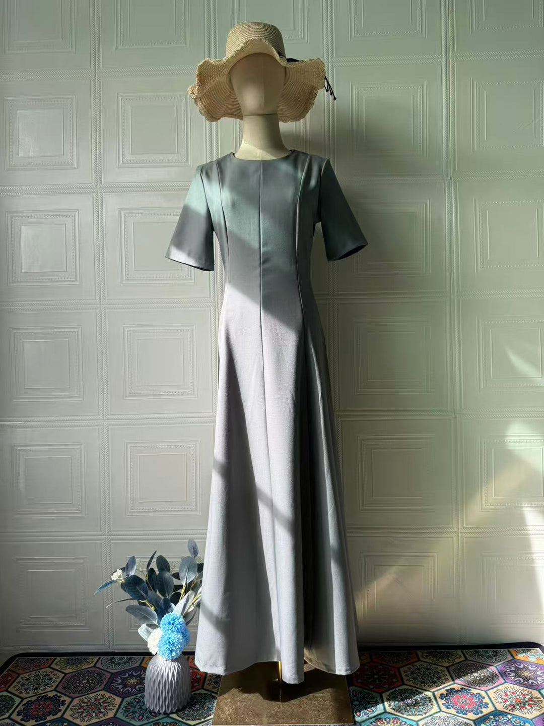 Celeste | Retro Short-Sleeve Maxi Dress