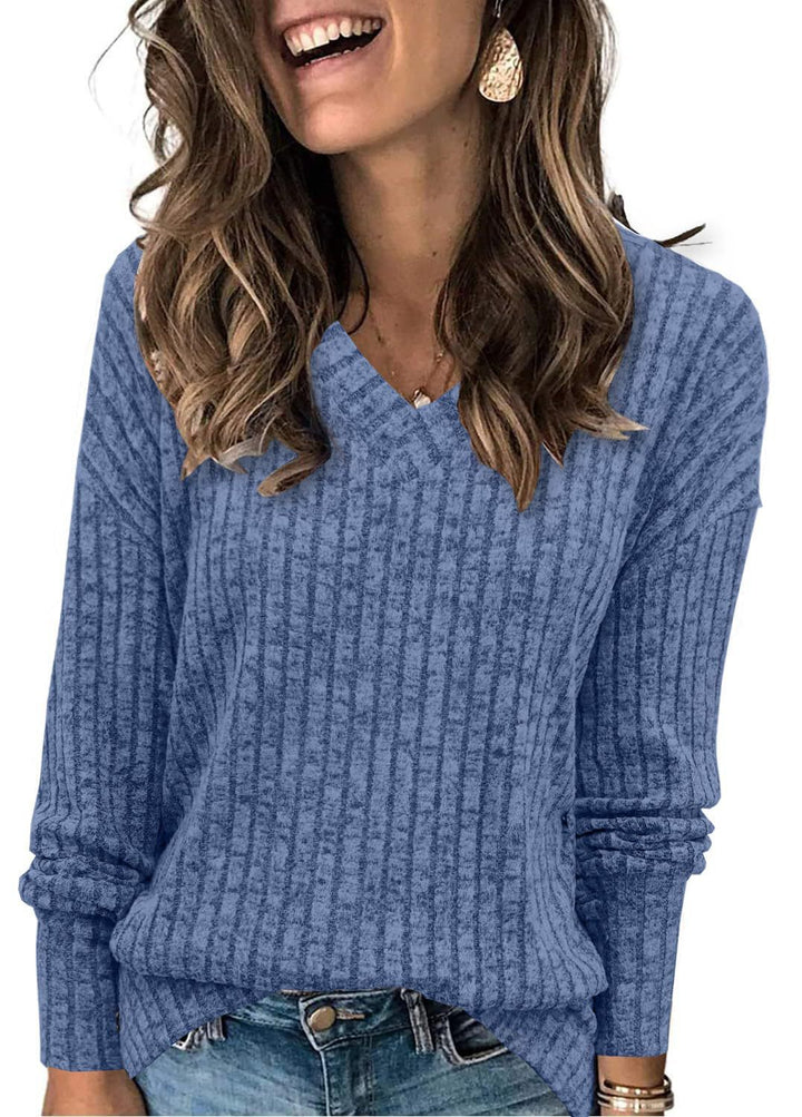 Siena | Brushed Ribbed V-Neck Knit Top