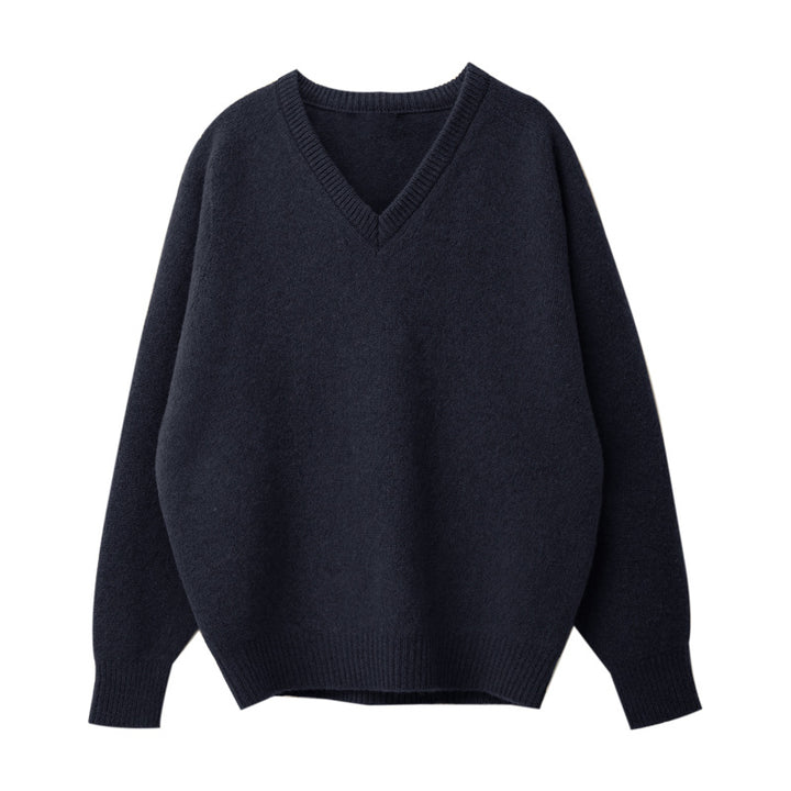 Lena | Korean Style V-Neck Wool Sweater