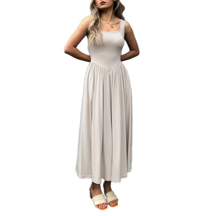 Elodie | Square Neck Pleated Midi Dress