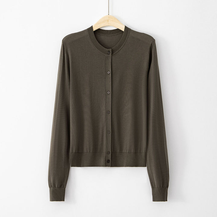 Elara | Single-Breasted Brocade Silk Cardigan
