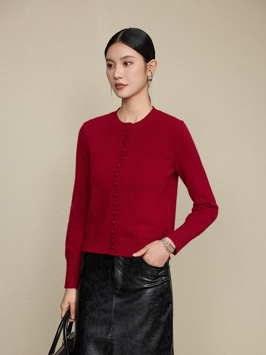 Isla | Wool Round Neck Knitted Cardigan