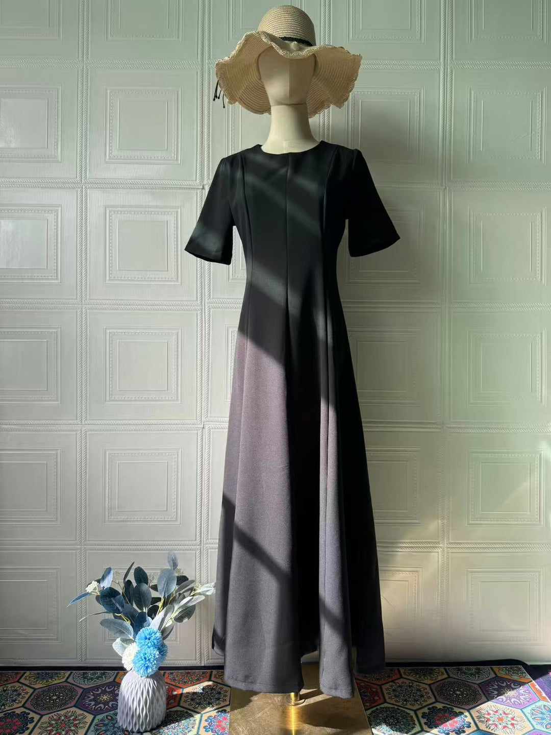 Celeste | Retro Short-Sleeve Maxi Dress