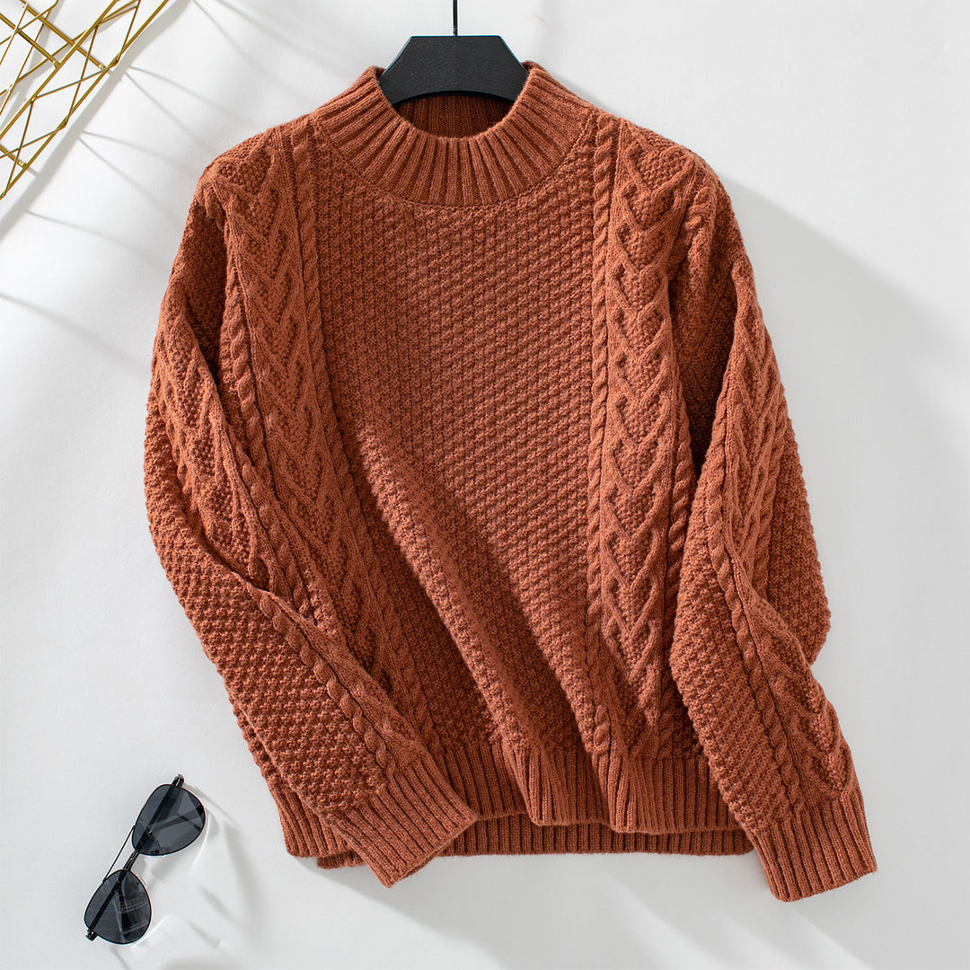 Aria | Split-Knit Half-High Collar Sweater